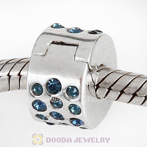 Sterling Silver Glimmer Clip Beads with Montana Austrian Crystal European Style