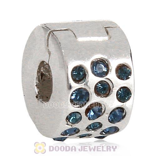 Sterling Silver Glimmer Clip Beads with Montana Austrian Crystal European Style