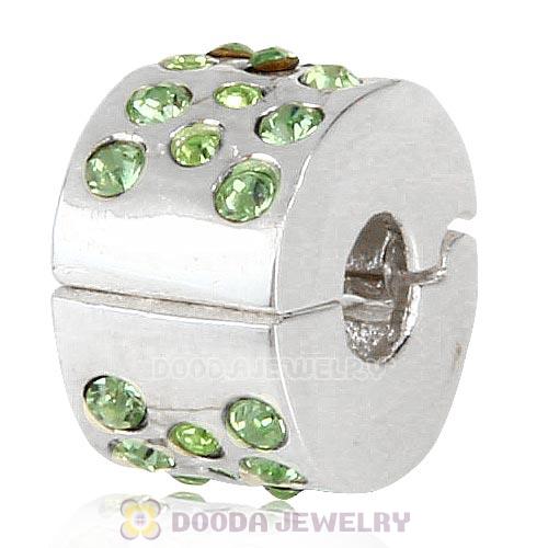 Sterling Silver Glimmer Clip Beads with Peridot Austrian Crystal European Style