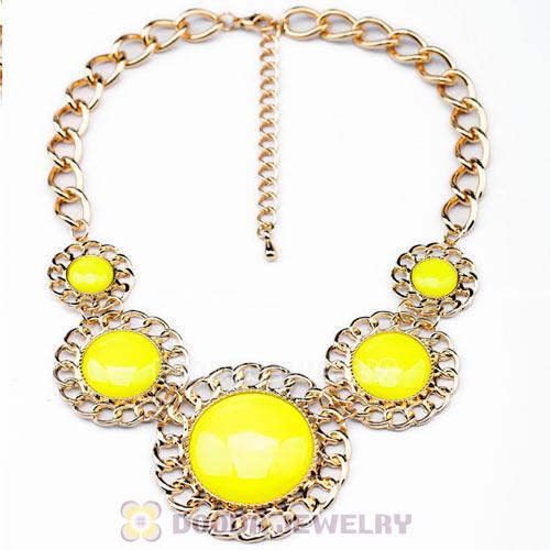 2014 Design Lollies Yellow Resin Round Fashion Necklaces Wholesale