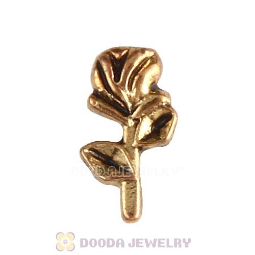 Gold Plated Alloy Rose Floating Locket Charms Wholesale