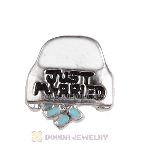 Platinum Plated Alloy Enamel Just married Floating Locket Charms Wholesale