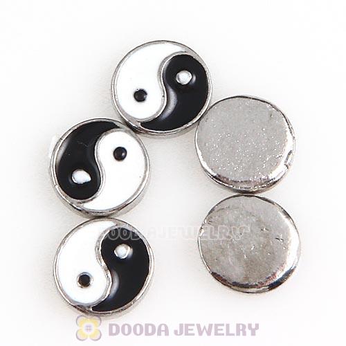 Platinum Plated Alloy Enamel Yin yang Floating Locket Charms Wholesale