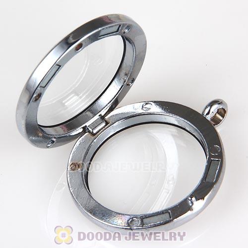 30mm Rhodium Plated Alloy Glass Floating Locket Pendant Wholesale