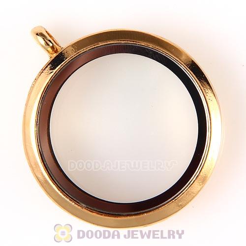 30mm KC Gold Plated Alloy Glass Floating Locket Pendant Wholesale