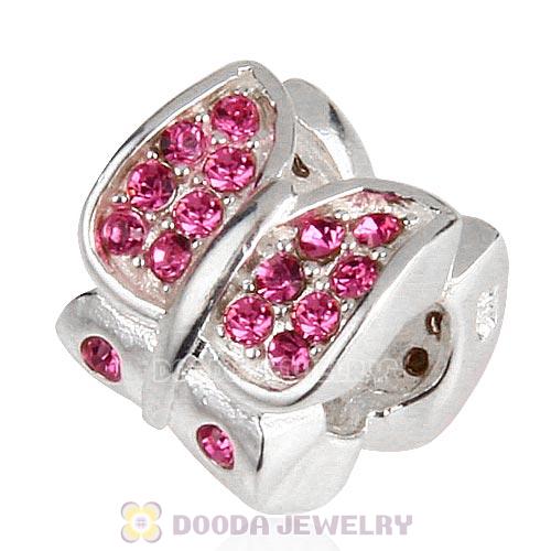Sterling Silver Flutter Sky Bead with Rose Austrian Crystal