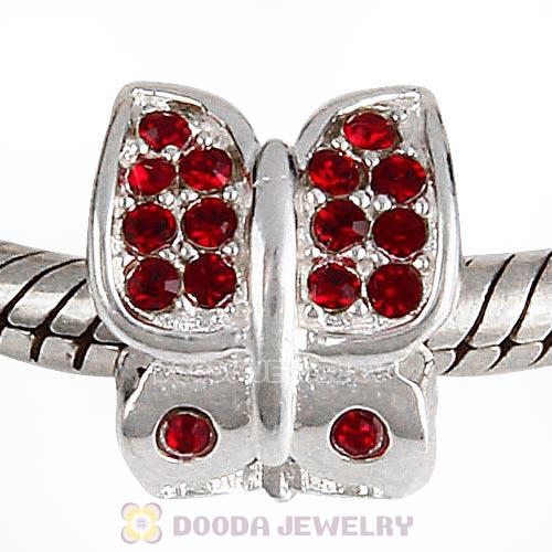 Sterling Silver Flutter Sky Bead with Siam Austrian Crystal