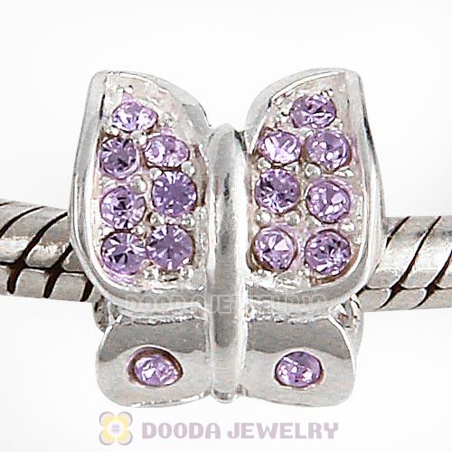 Sterling Silver Flutter Sky Bead with Violet Austrian Crystal