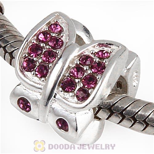 Sterling Silver Flutter Sky Bead with Amethyst Austrian Crystal