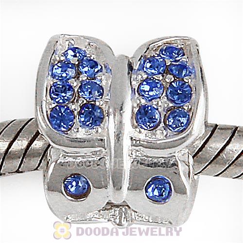 Sterling Silver Flutter Sky Bead with Sapphire Austrian Crystal