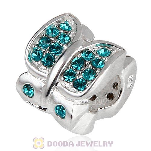Sterling Silver Flutter Sky Bead with Blue Zircon Austrian Crystal