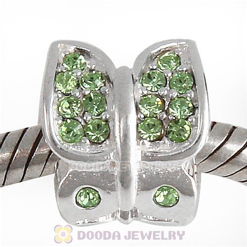 Sterling Silver Flutter Sky Bead with Peridot Austrian Crystal