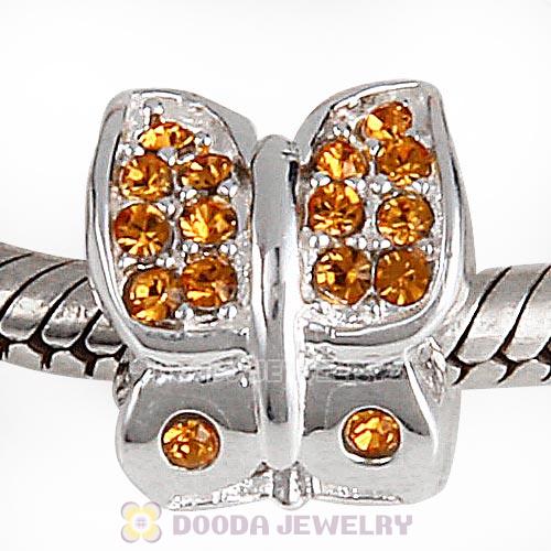 Sterling Silver Flutter Sky Bead with Topaz Austrian Crystal