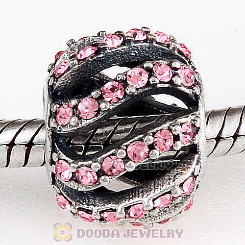 Sterling Silver Winter Wisp Bead with Light Rose Austrian Crystal