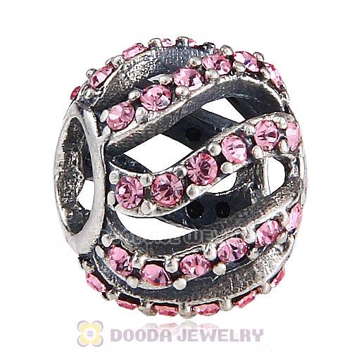 Sterling Silver Winter Wisp Bead with Light Rose Austrian Crystal