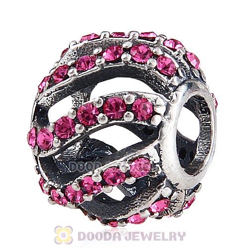 Sterling Silver Winter Wisp Bead with Rose Austrian Crystal