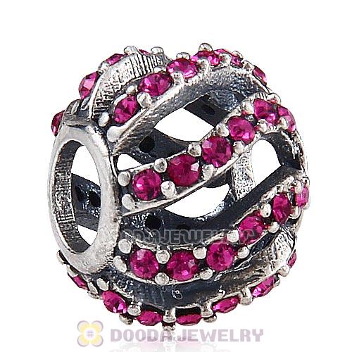Sterling Silver Winter Wisp Bead with Fuchsia Austrian Crystal