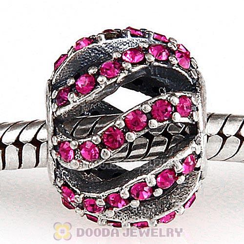 Sterling Silver Winter Wisp Bead with Fuchsia Austrian Crystal