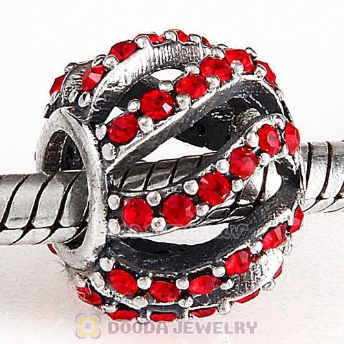Sterling Silver Winter Wisp Bead with Light Siam Austrian Crystal