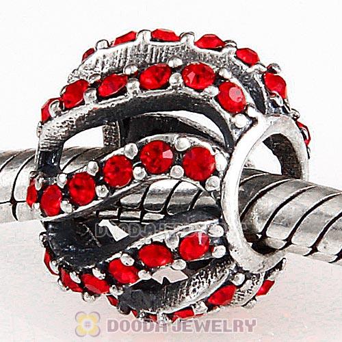 Sterling Silver Winter Wisp Bead with Light Siam Austrian Crystal