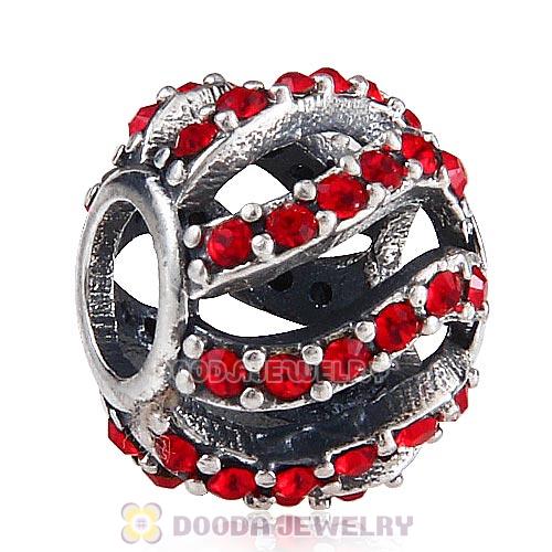 Sterling Silver Winter Wisp Bead with Light Siam Austrian Crystal