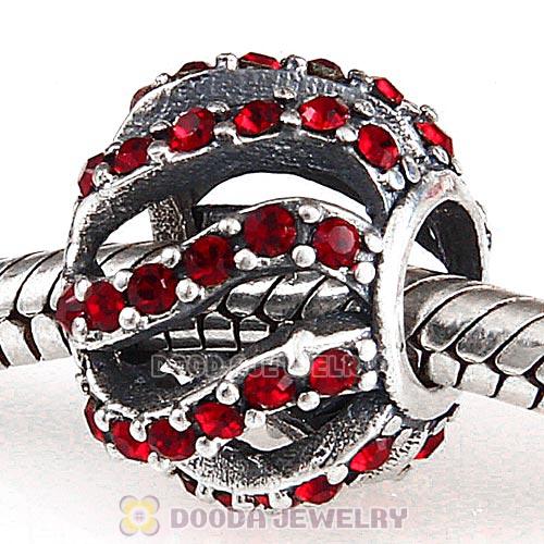 Sterling Silver Winter Wisp Bead with Siam Austrian Crystal