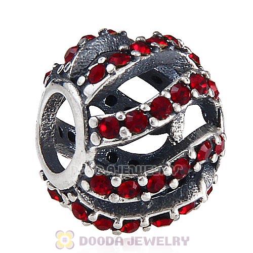 Sterling Silver Winter Wisp Bead with Siam Austrian Crystal