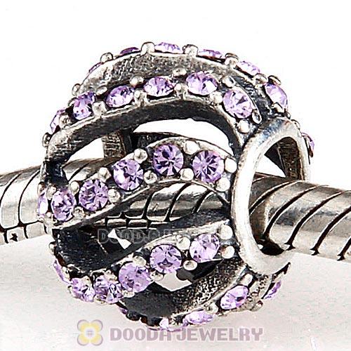 Sterling Silver Winter Wisp Bead with Violet Austrian Crystal