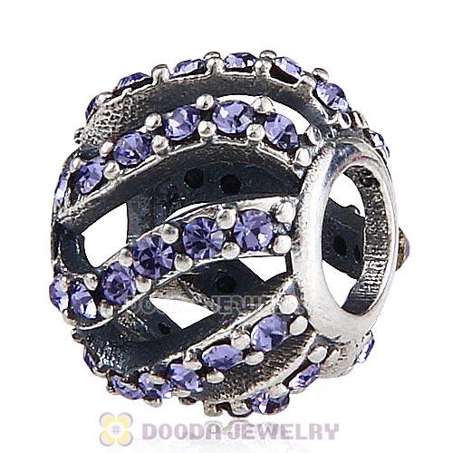 Sterling Silver Winter Wisp Bead with Tanzanite Austrian Crystal