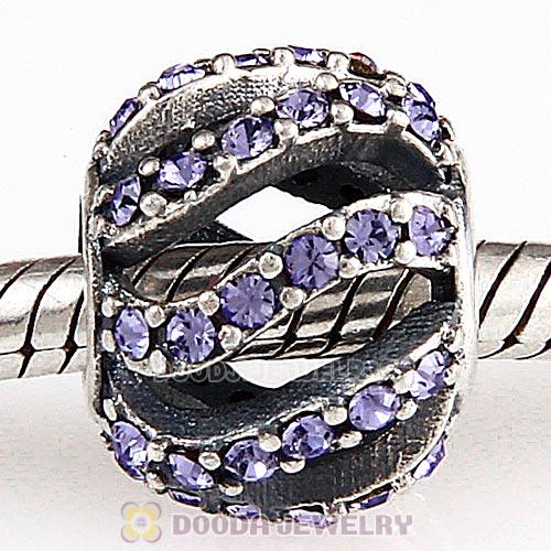 Sterling Silver Winter Wisp Bead with Tanzanite Austrian Crystal