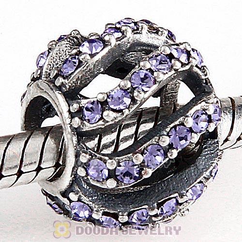 Sterling Silver Winter Wisp Bead with Tanzanite Austrian Crystal