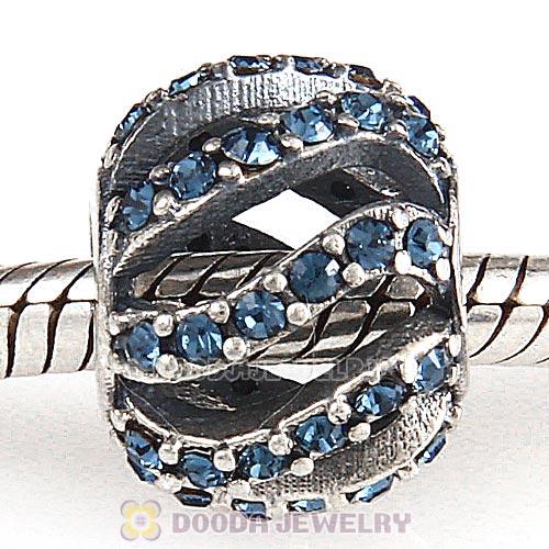 Sterling Silver Winter Wisp Bead with Montana Austrian Crystal