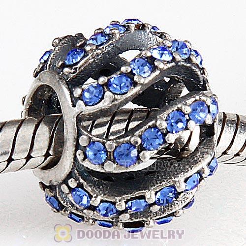 Sterling Silver Winter Wisp Bead with Sapphire Austrian Crystal