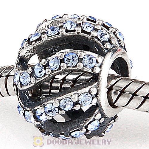 Sterling Silver Winter Wisp Bead with Light Sapphire Austrian Crystal
