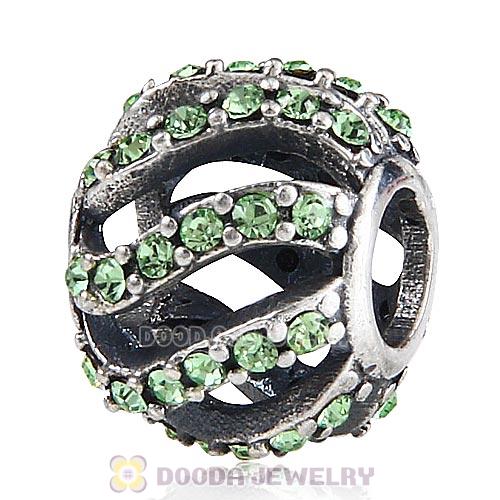 Sterling Silver Winter Wisp Bead with Peridot Austrian Crystal