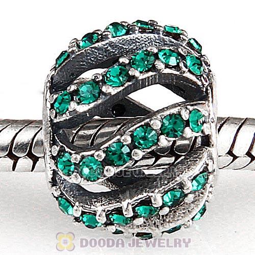 Sterling Silver Winter Wisp Bead with Emerald Austrian Crystal