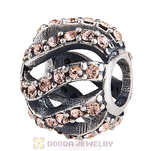 Sterling Silver Winter Wisp Bead with Light Peach Austrian Crystal
