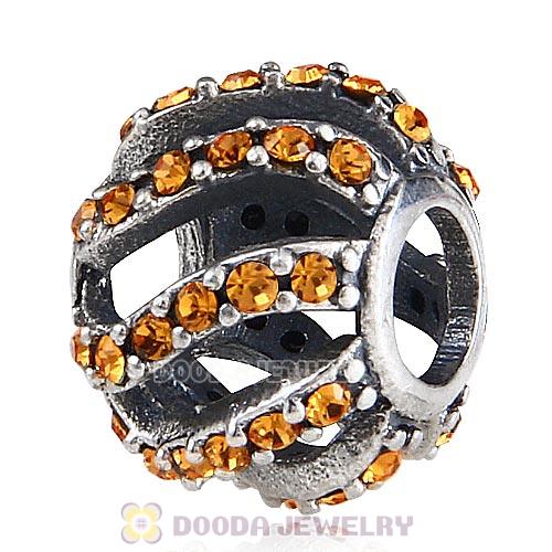 Sterling Silver Winter Wisp Bead with Topaz Austrian Crystal