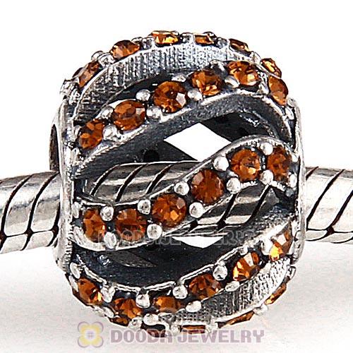 Sterling Silver Winter Wisp Bead with Smoked Topaz Austrian Crystal