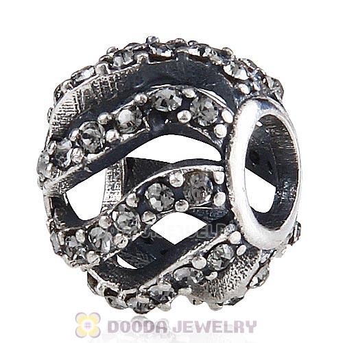 Sterling Silver Winter Wisp Bead with Black Diamond Austrian Crystal