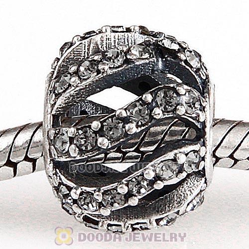 Sterling Silver Winter Wisp Bead with Black Diamond Austrian Crystal