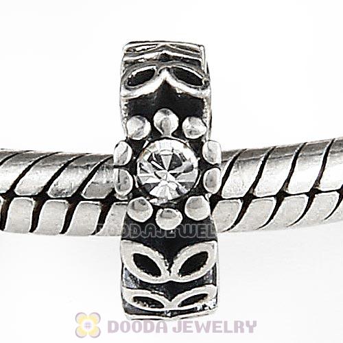 Sterling Silver Twice as Nice Spacer Bead with Clear Austrian Crystal