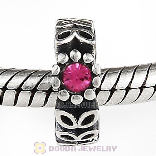 Sterling Silver Twice as Nice Spacer Bead with Rose Austrian Crystal