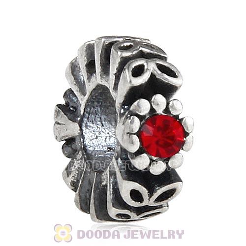 Sterling Silver Twice as Nice Spacer Bead with Light Siam Austrian Crystal