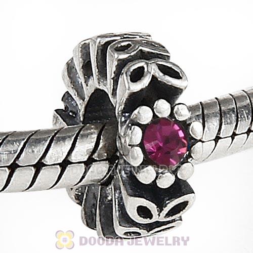 Sterling Silver Twice as Nice Spacer Bead with Amethyst Austrian Crystal