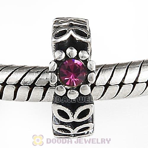 Sterling Silver Twice as Nice Spacer Bead with Amethyst Austrian Crystal