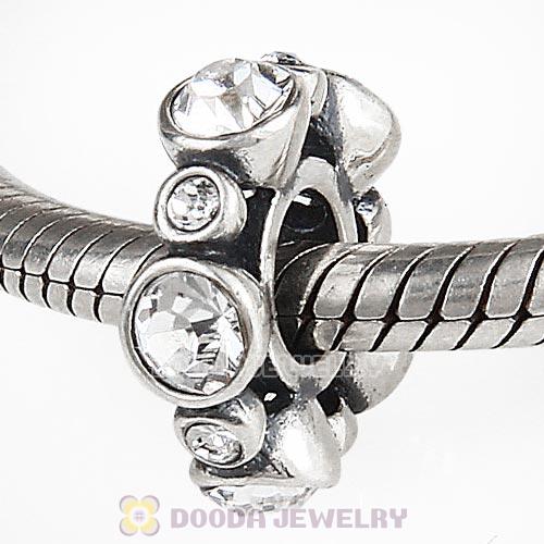 European Style Sterling Silver Spacer Bead with Clear Austrian Crystal