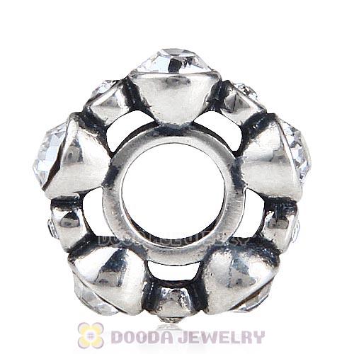 European Style Sterling Silver Spacer Bead with Clear Austrian Crystal