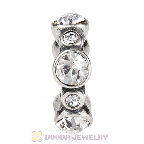 European Style Sterling Silver Spacer Bead with Clear Austrian Crystal