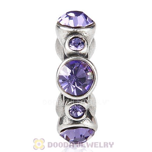 European Style Sterling Silver Spacer Bead with Tanzanite Austrian Crystal